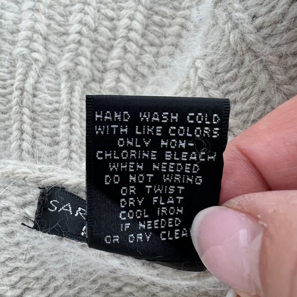 Sarah Spencer Petite Angora Blend Ruffle Front Oatmeal Cardigan Sweater Size PXL - Picture 6 of 7